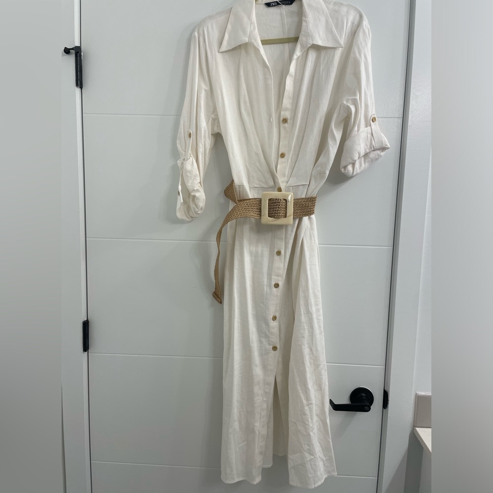 Zara white shirt dress.